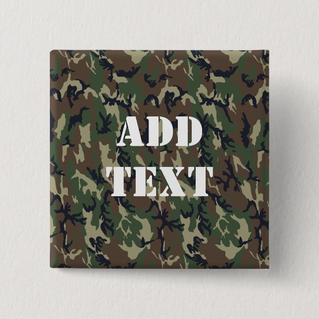 Military Green Camouflage Pattern Pinback Button (Front)
