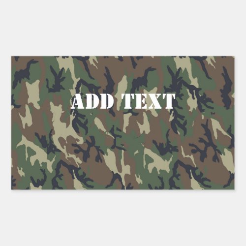 Military Green Camouflage Pattern Rectangular Sticker