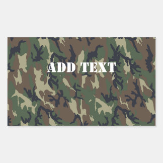 Military Green Camouflage Pattern Rectangular Sticker