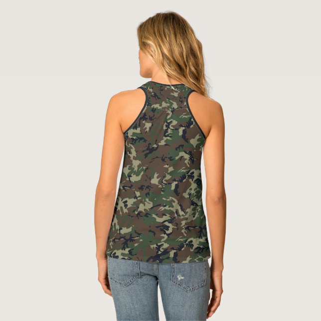 Military Green Camouflage Pattern Tank Top (Back Full)