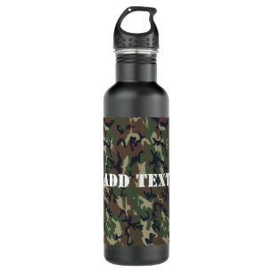 Military Green Camouflage Pattern Water Bottle