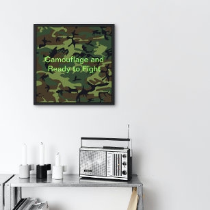 Military Green Camouflage Ready to Fight Small Poster