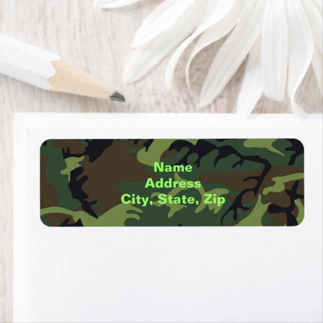 Military Green Camouflage Return Address Label (Insitu)
