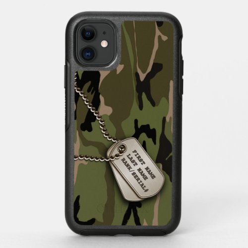 Military Green Camouflage with Dog Tags OtterBox Symmetry iPhone 11 Case