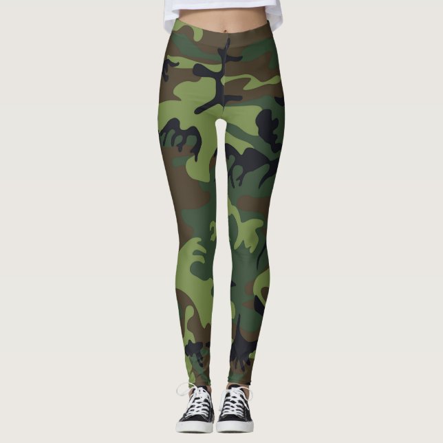 Military Green Camouflage Women's Leggings (Front)