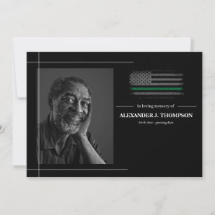 Military Green Flag In Loving Memory Funeral Thank You Card
