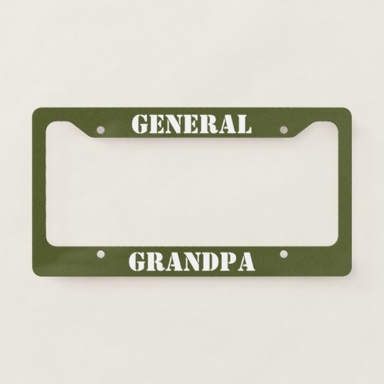 Military Green General Grandpa License Plate Frame