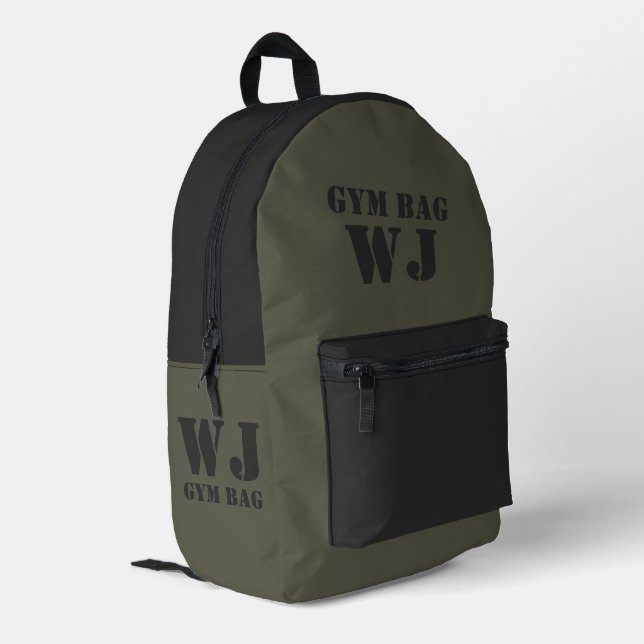 Military Green Gym Bag Custom Name (Back Corner Left)