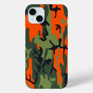 Military Green Orange Camouflage Como Army Print iPhone 15 Plus Case