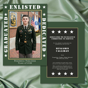 Military Green Photo Graduation Announcement