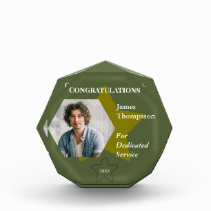Military Green Service Award with Gold Star  Photo Block
