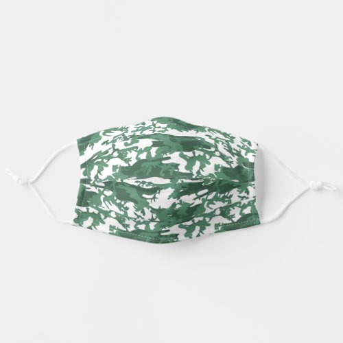 Military Green White Camo Camouflage Pattern Adult Cloth Face Mask