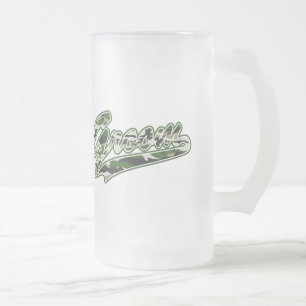Military Groom Camouflage Frosted Glass Beer Mug