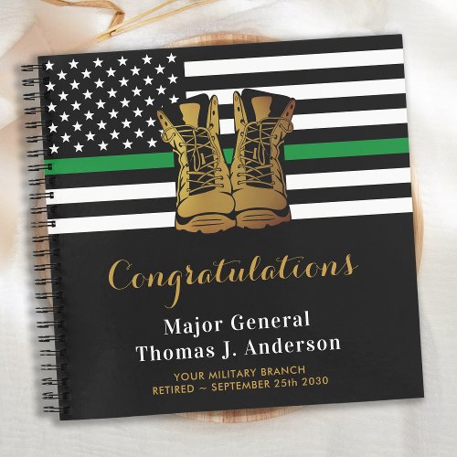 Military Guest Thin Green Line Boots Retirement Notebook