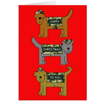 Military Happy Xmas dogs in camouflage outfits. Card Military Happy Xmas dogs in camouflage outfits. Card