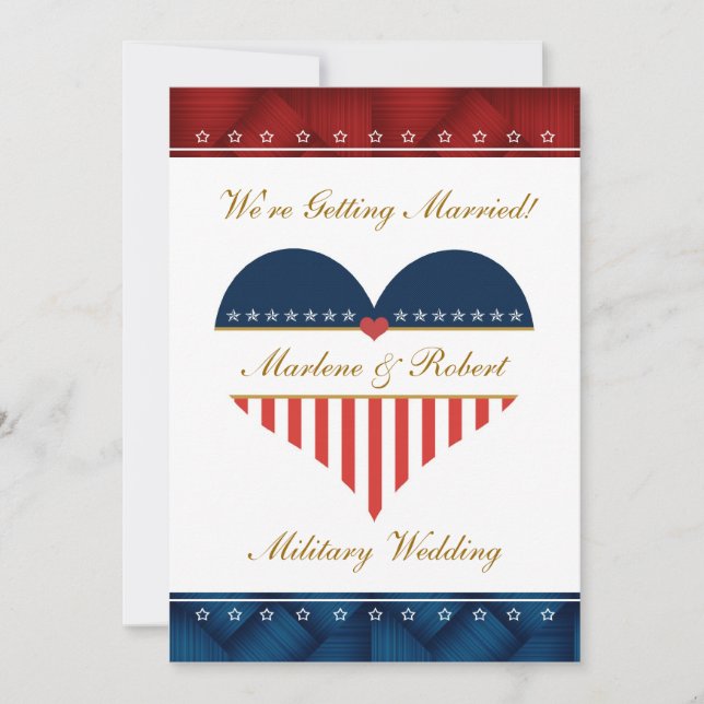 Military Heart Wedding Invitation Personalized (Front)