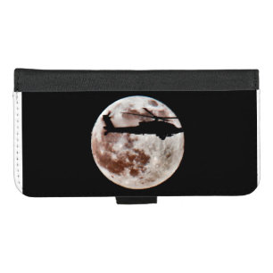 Military Helicopter Against the Moon at Night iPhone 8/7 Plus Wallet Case