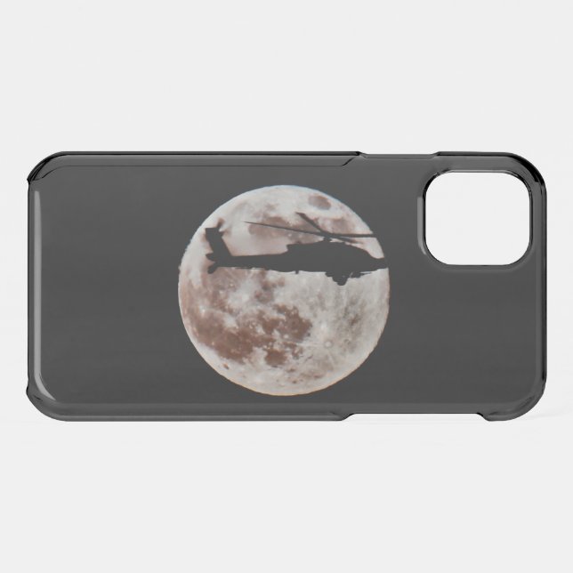 Military Helicopter Against the Moon at Night Unco Uncommon iPhone Case (Back (Horizontal))