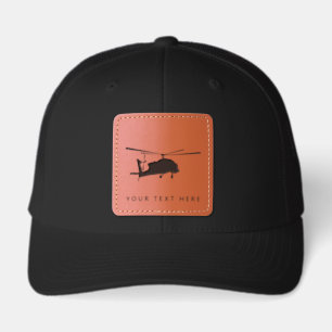 Military Helicopter Aircraft Leather Patch Hat