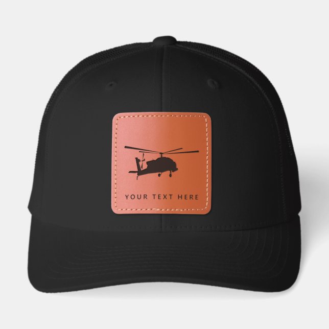  Military Helicopter Aircraft Leather Patch Hat (Front)