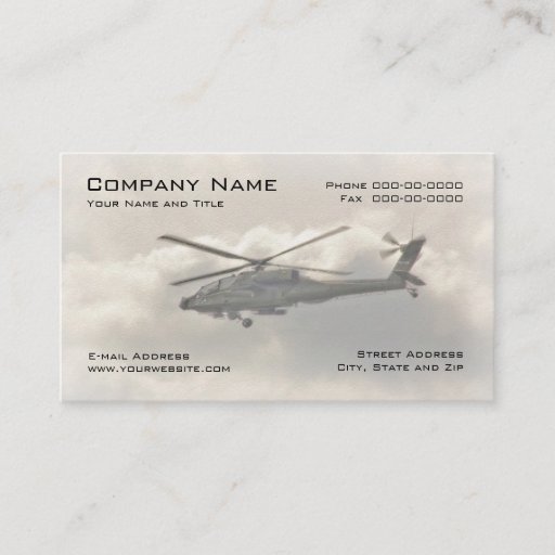 Customizable Military Helicopter Business Card