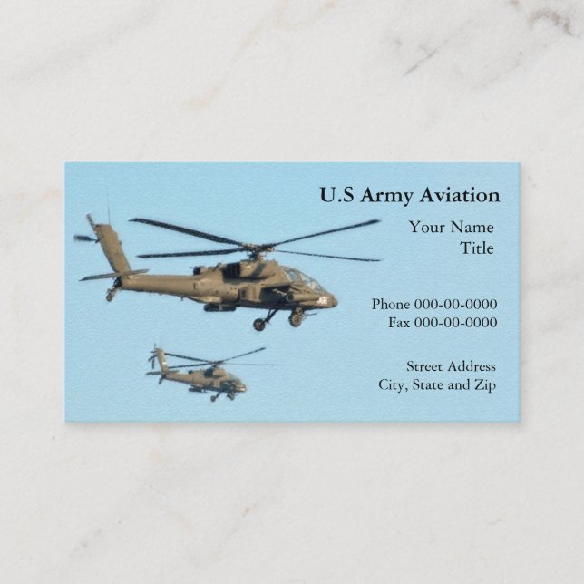 Military Helicopter Business Card (Front)