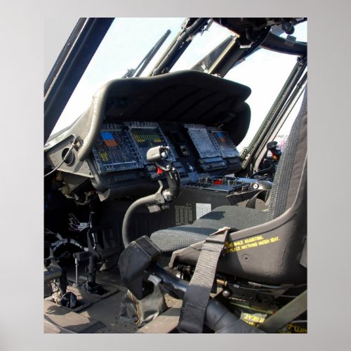 Military Helicopter Cockpit Poster