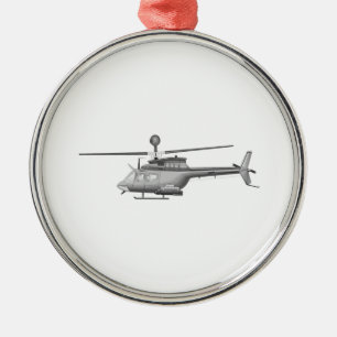Military Helicopter Metal Ornament