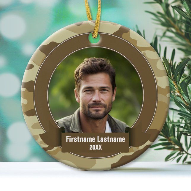 Military Hero - Camo DOUBLE-SIDED Ceramic Ornament (Custom Ornament)