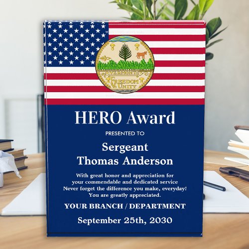 Military HERO Department Custom Logo Recognition Acrylic Award
