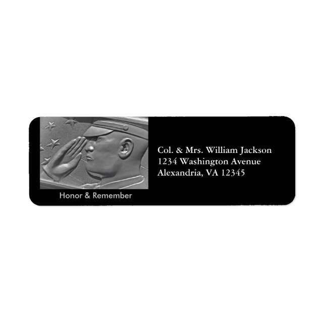 Military Honor & Remember Black Address Label (Front)