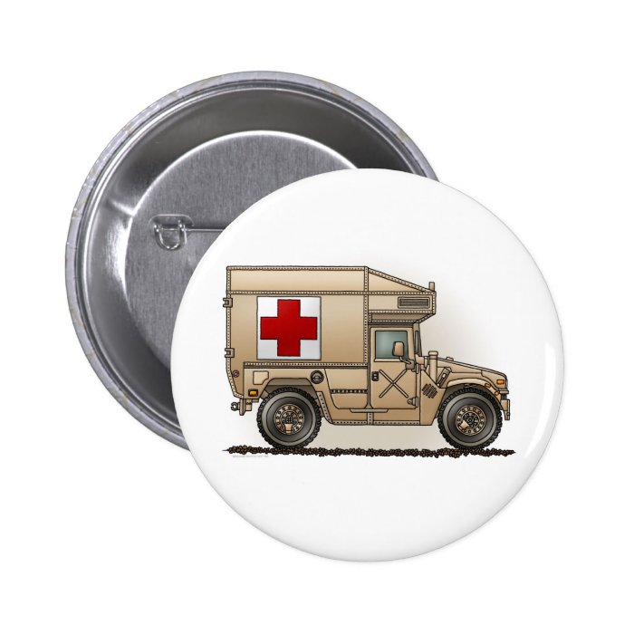 Military Hummer Ambulance Button Pin