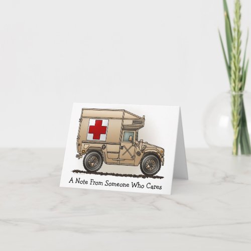 Military Hummer Ambulance Note Card