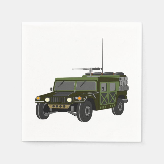 Military Humvee Off-Road Tactical Vehicle Paper Napkins (Front)