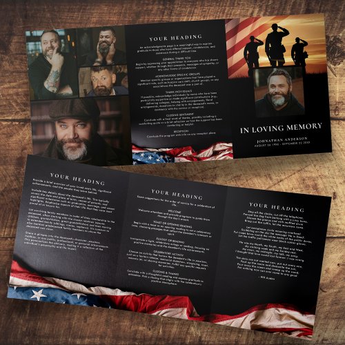 Military In Loving Memory Modern 5-Photo Memorial