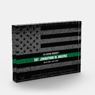 Military In Loving Memory Thin Green Line Flag Acrylic Award