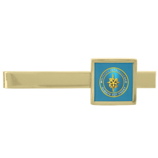 Military Intelligence Army Veteran  Gold Finish Tie Bar (Front)
