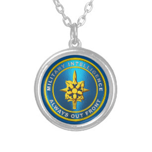 Military Intelligence MI Silver Plated Necklace