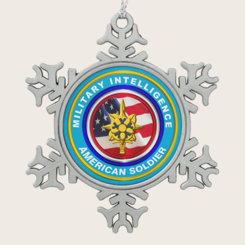Military Intelligence Veteran Keepsake Snowflake Pewter Christmas Ornament