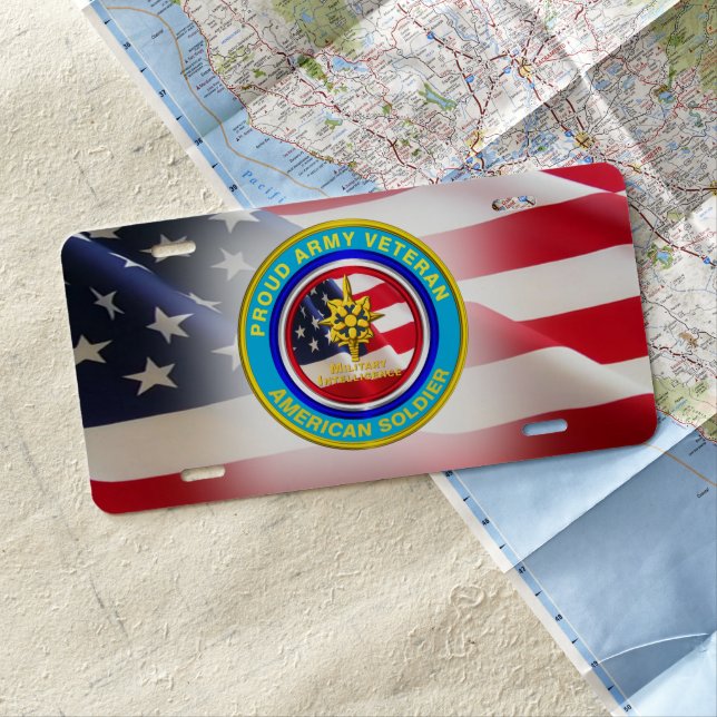 Military Intelligence Veteran License Plate (In Situ)