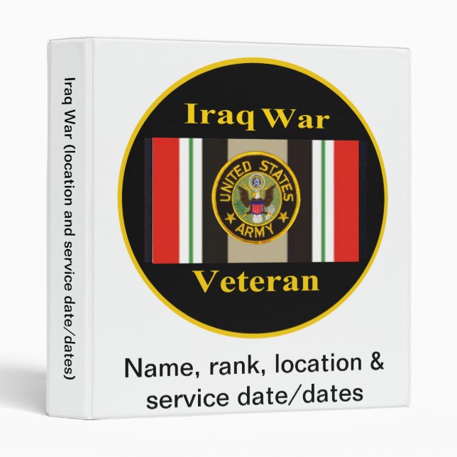 Military Iraq War Veteran Photo Album Binder (Front/Spine)