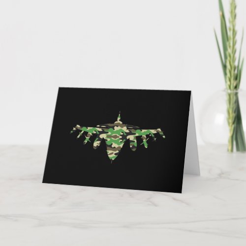 Military Jet camouflage fighter aircraft silhouett Card