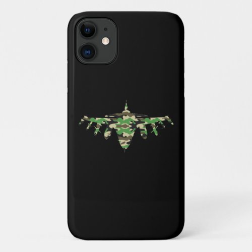 Military Jet camouflage fighter aircraft silhouett iPhone 11 Case