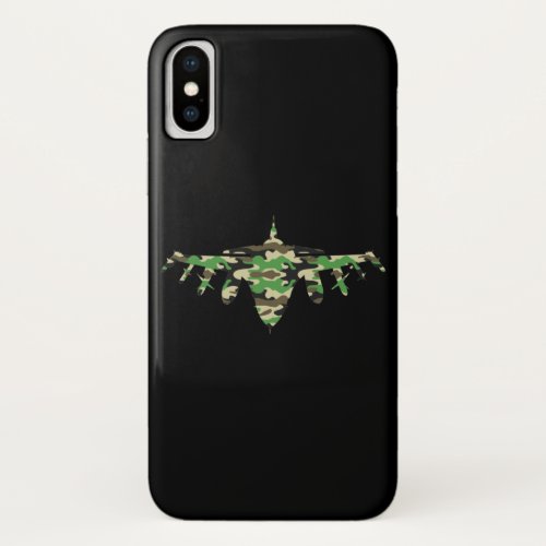 Military Jet camouflage fighter aircraft silhouett iPhone XS Case