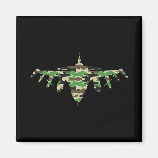 Military Jet camouflage fighter aircraft silhouett Magnet (Front)