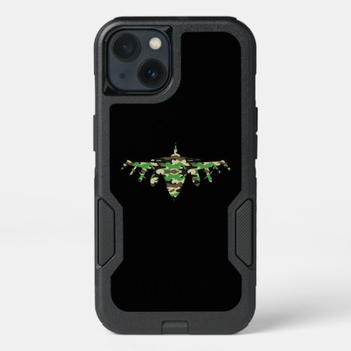 Military Jet camouflage fighter aircraft silhouett iPhone 13 Case