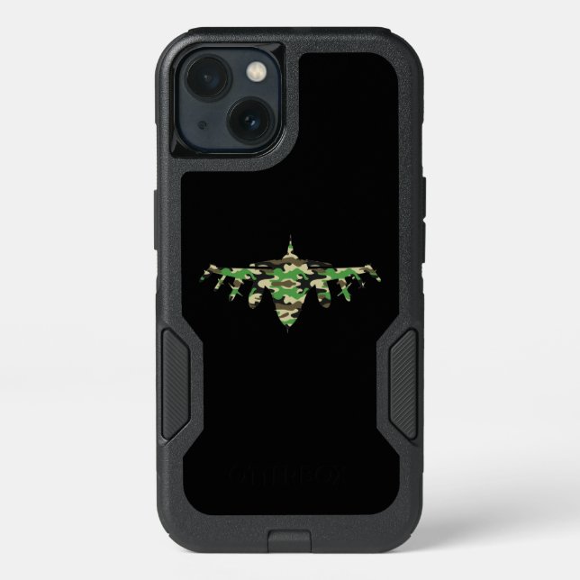 Military Jet camouflage fighter aircraft silhouett Otterbox iPhone Case (Back)
