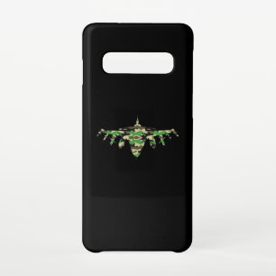 Military Jet camouflage fighter aircraft silhouett Samsung Galaxy S10 Case