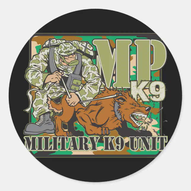 Military K9 Unit Classic Round Sticker (Front)