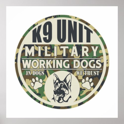 Military K9 Unit Working Dogs Poster